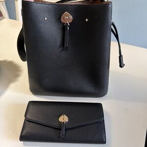 Black Kate Spade Bucket purse and wallet set